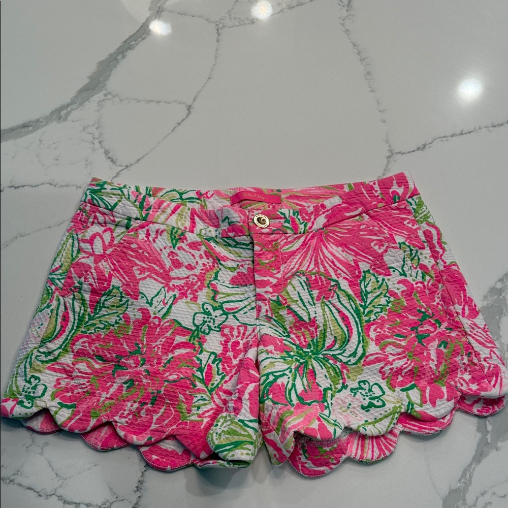 Lilly Pulitzer Pink and Green Floral Shorts